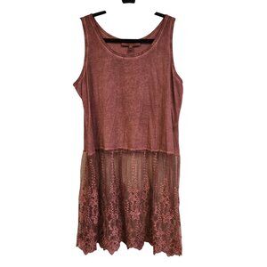 Pretty Angel Dusty Rose Sleeveless Tunic with Lace Hem